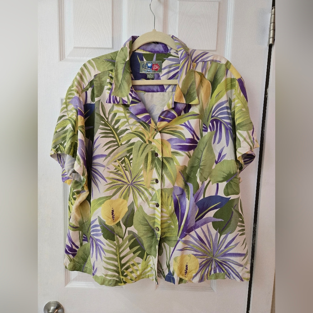 Vintage HILO HATTIE'S 100% Silk Hawaiian Shirt Men's XL